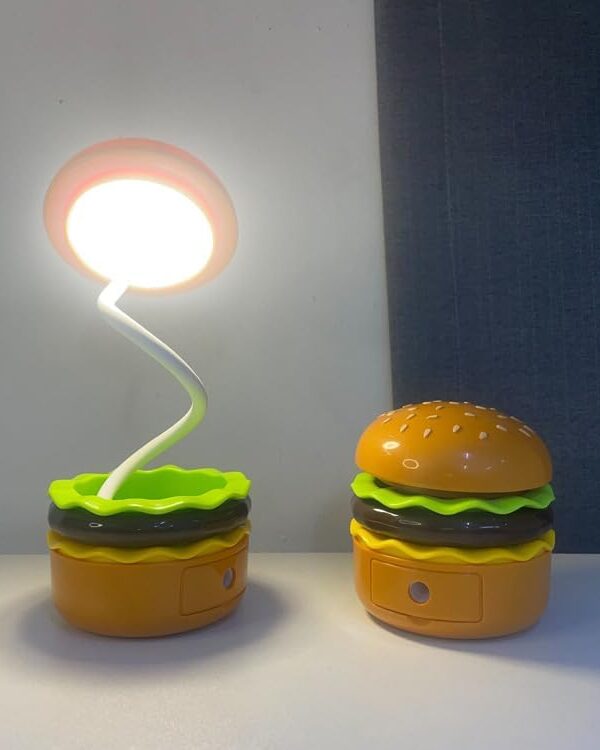 Burger Shaped LED Desk Lamp with Storage Drawe