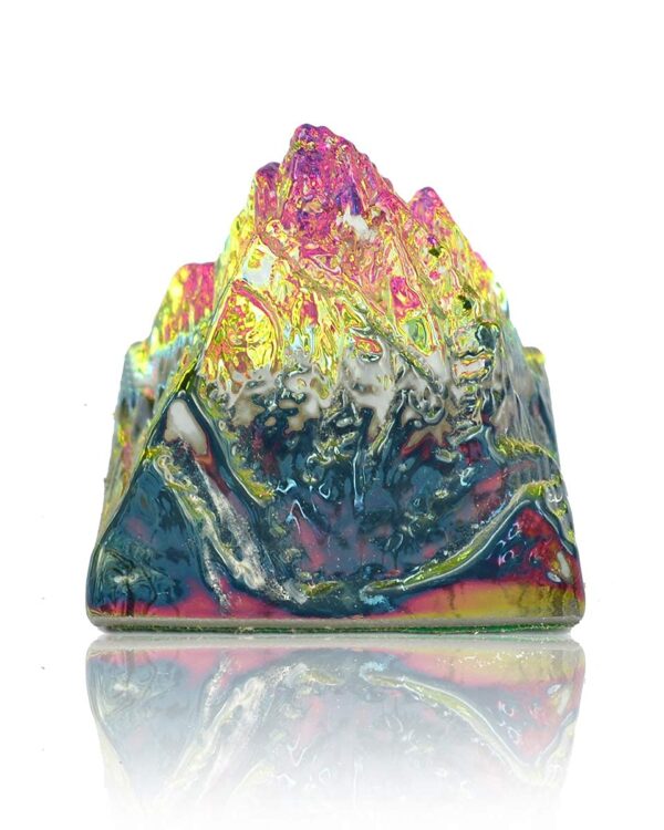 Bismuth Crystal Mountain Pyramid Sculpture, Rainbow Iridescent