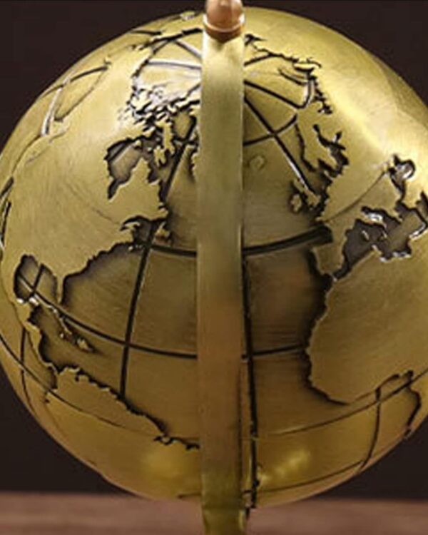 Decorative Metal World Globe on Stand, Gold Finish | Vintage Style, Rotating Globe