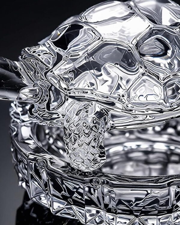 Crystal Glass Tortoise Figurine with Plate, 3.5x2.5x2 inch