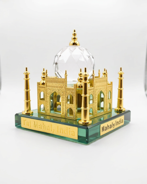 Taj Mahal India Crystal & Gold Metal Miniature Figurine