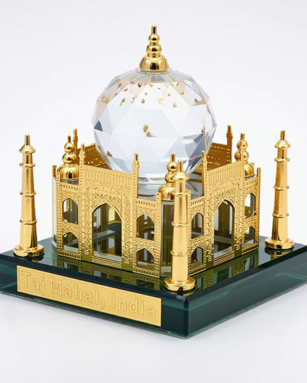 Taj Mahal India Crystal & Gold Metal Miniature Figurine